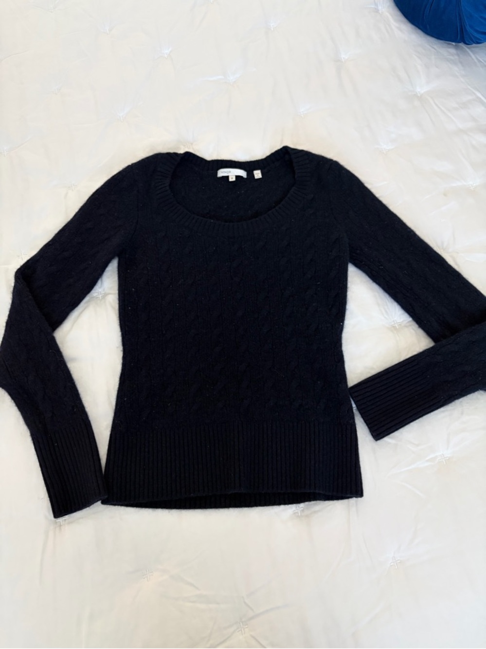 Vince Women's Cashmere Deep Blue Cable Sweater